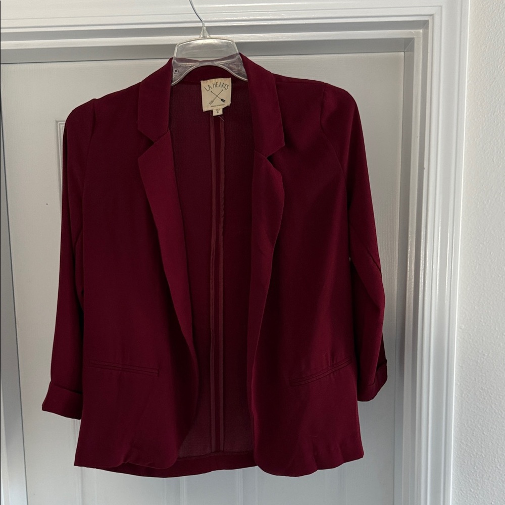 LA hearts burgundy blazer
